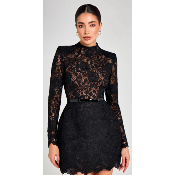New Nadine Merabi Sophie Black Lace Dress 14